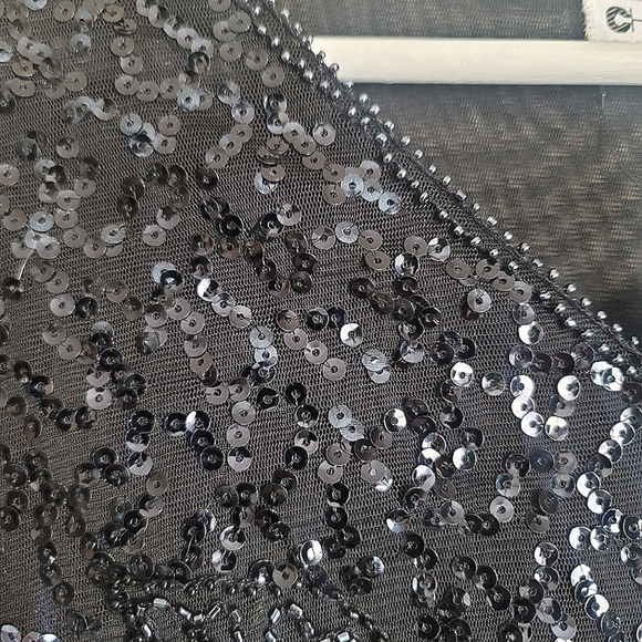 NWT Melanie Lyne Textured Sequins Chiffon Long Sleeve Top in Black Size… - Picture 9 of 13